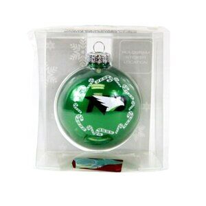 North Dakota Fighting Hawks Candy Cane Blown Glass Ball Ornament Collectible New